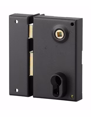 Boitier de serrure verticale en applique double entrée à fouillot pour entrée, gauche, axe 45mm, 73x125mm, noir – THIRARD
