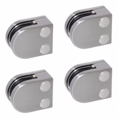 4 x Pince à verre plate modèle 00 – Ep. verre 8 mm – Zamak aspect inox brossé
