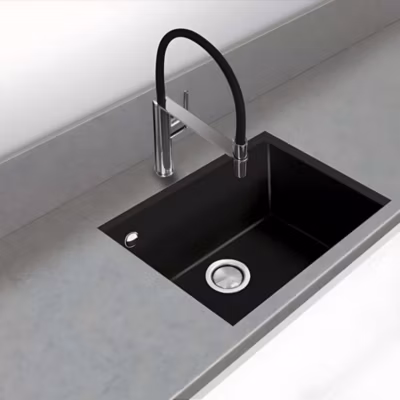 Évier sous-plan 1 Cuve 49x40x20cm R5mm – Quartz Noir Mat – Quadra BE FRÉCAN