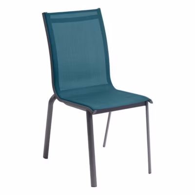 Chaise de jardin empilable Axant Bleu canard & Graphite – Hespéride