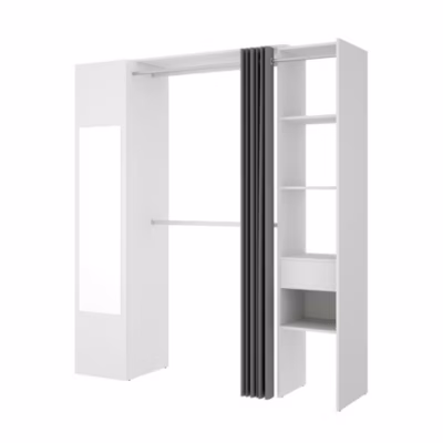 Grande Garde-robe Rigi, Structure pour dressing, Cintre ouvert, 177x52h205 cm, Blanc et Anthracite
