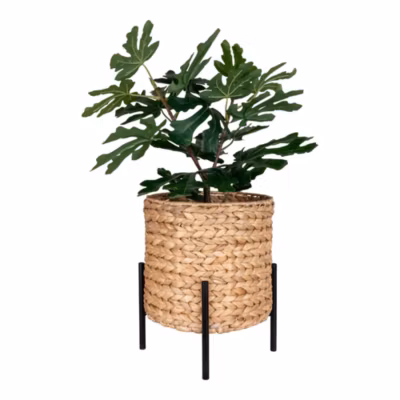 Jardinière Antas en Jacinthe d&rsquo;Eau Naturelle et Noire – 26,5×26,5×29 cm