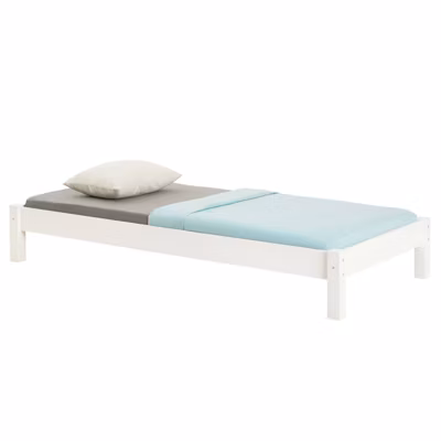 Lit futon TAIFUN, 90 x 190 cm, en pin massif lasuré blanc