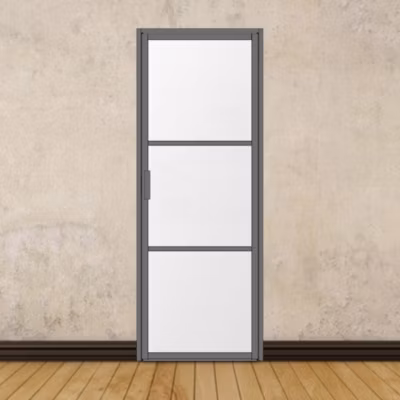 Porte battante gris anthracite H 2040 x L 730 mm – 3 verres opales horizontaux