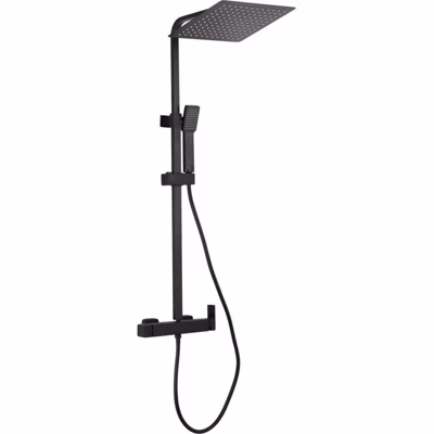 Colonne de douche mitigeur MANZO noir mat 20 cm x 20 cm