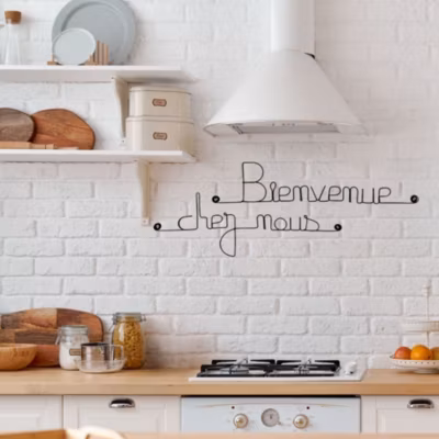 Bienvenue chez nous – Sculpture fil de fer 40-50 cm – Bijoux de mur