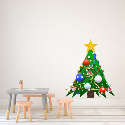 Sticker Noël le grand sapin de Noël – Autocollants stickers adhésifs noël – décoration fêtes – 140x115cm