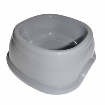 Ecuelle carrée 1 litre, gris en plastique, pour chien
