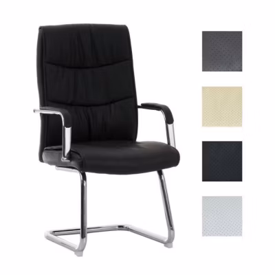 Chaise visiteur CARO CLP simili gris piétement luge chromé