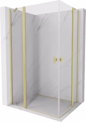 Mexen Mist Duo cabine de douche pivotante 115 x 105 cm, transparent, or brossé – 8A4-115-105-55-00