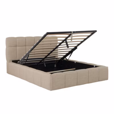 Lit coffre 140×190 cm ELIAS + sommier / Beige