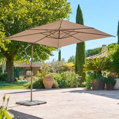 Parasol déporté carré Manoa 2,5×2,5cm café – Hespéride