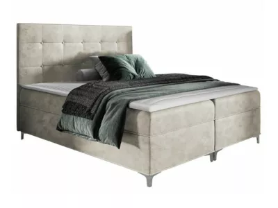 Lit continental Baltimore 185, Double, Brun clair, Tissu, Disponible