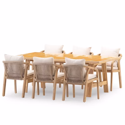Set repas 6 places table céramique moutarde 205×105 – bisbal & Siena