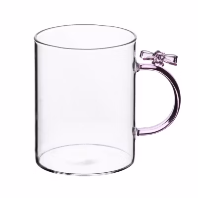 Mug PETER RIBBON, 40 cl, élégant, en verre borosilicaté, transparent.