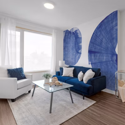 Papier peint panoramique Tourbillons et Connexions, Bleu 150 x 250cm