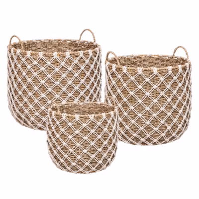 Set de 3 paniers rond « Palm » – macramé – Atmosphera