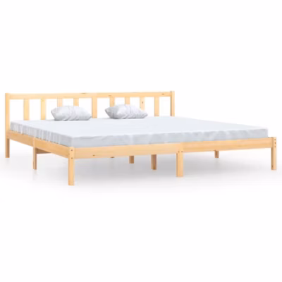 Lit double, Lit adulte, Cadre de lit sans matelas bois massif 200×200 cm