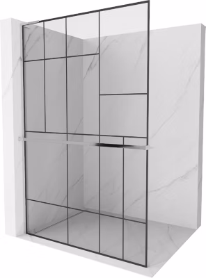 Mexen Kioto+ L cloison de douche avec étagère Walk-in 90 x 200 cm, motif noir, chrome – 800-090-123-01-78