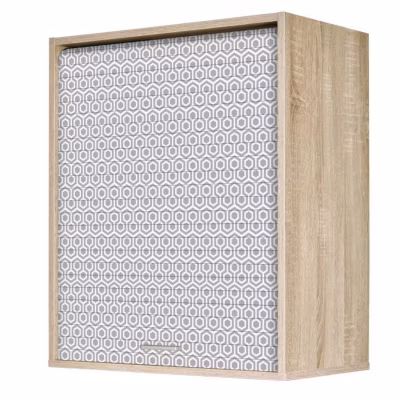 Meuble Cuisine Chêne Façade Décor 2 Etagères Largeur 60 Haut 72 Prof 35 cm – Hexagones Gris 521 – L 60 x l 35 x H 72 cm