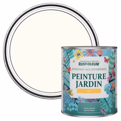 Peinture Blanche pour Jardin et terrasse, Finition Mate – RUST-OLEUM – Porcelaine 750ml