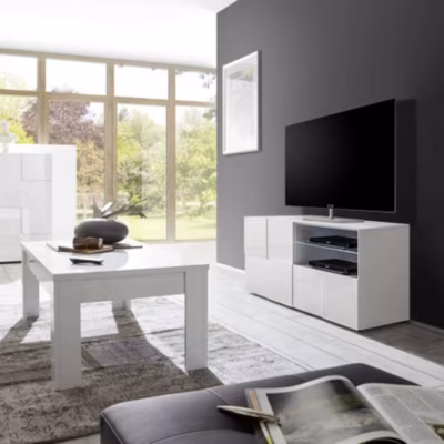 Meuble TV DAMA Blanc 1 tiroir 1 Porte 121cm