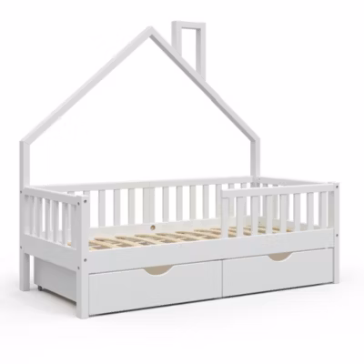 Vitalispa Lit cabane Blanc 80×160 cm avec 2 tiroirs
