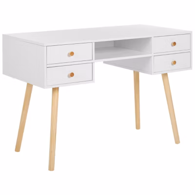 Table de bureau LEVIN Blanc 110 cm 55 cm avec tiroirs