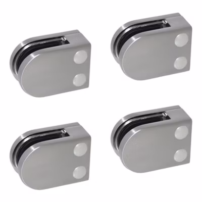 4 x Pince à verre plate modèle 02 – Ep. verre 6,76 mm – Inox 304 brossé GR320