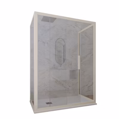 Cabine parois de douche 3 côtés coulissantes 70x100x70 cm H 200 en PVC Champagne Verre Transparent mod. Deco Trio