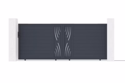 Portail coulissant 4m VELETA H.160cm aluminium gris