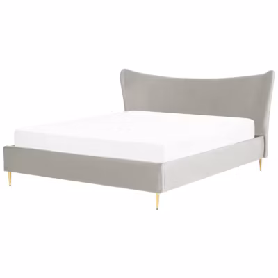 Lit avec sommier Velours CHALEIX 180 x 200 cm Gris clair
