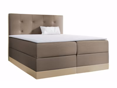 Lit continental Baltimore 139, Unique, Marron, Tissu, Disponible