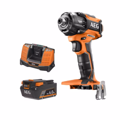 Pack AEG 18V – Visseuse à chocs oléopneumatique Brushless – Batterie 4.0 Ah – Chargeur