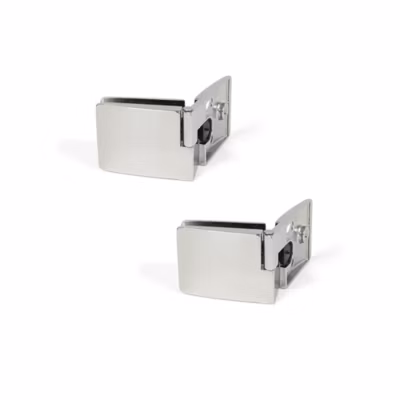 Emuca Jeu de charnières pour portes en verre, centrales, épaisseur 4-5mm, Zamak, Chromé brillant