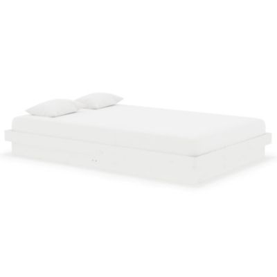 Lit double, Lit adulte, Cadre de lit sans matelas blanc bois massif