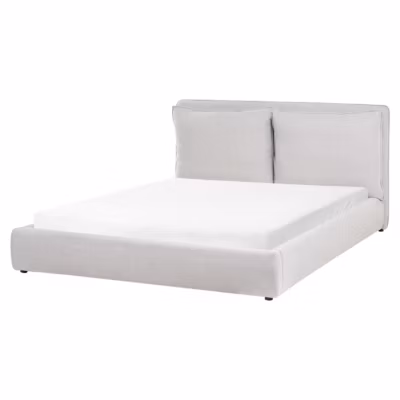 Lit avec sommier Tissu BAJONNA 160 x 200 cm Gris clair