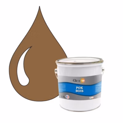 Peinture extérieure bois – Résistante aux intempéries POK BOIS – 2,5L – RAL 1011 – Beige Brun – Clic & Pok