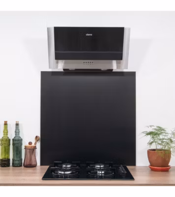 Crédence – Fond de hotte – Aluminium Anodisé Brossé Noir – H30cm x L120cm