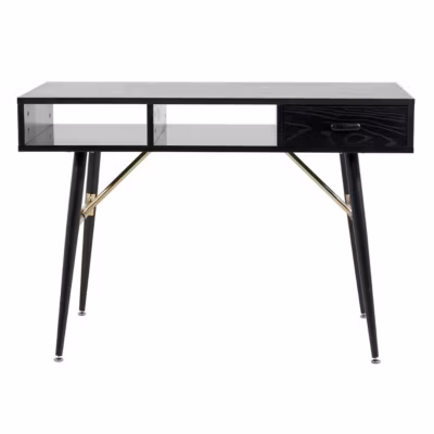 Bureau Design Avec Tiroir « Gold » 110cm Noir