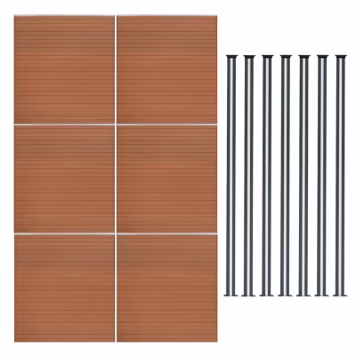 Kit Clôture Composite 6 Panneaux & 7 Poteaux à LED – Marron