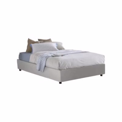 Lit double Osanna, Lit coffre en éco-cuir, Ouverture frontale, adapté pour matelas 140×200 cm, 100% Made in Italy, Blanc