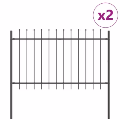 Clôture de jardin 2 pcs Gris 3,4 x 1,2 m Acier revêtu de poudre vidaXL