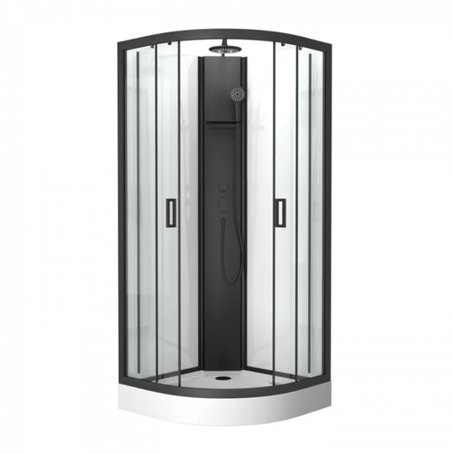Cabine de douche 1/4 rond 85 cm noir mat Pepper 3 – portes coulissantes AURLANE
