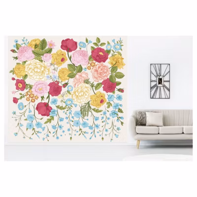 Papier peint intissé LAURA fleurs design 300 x 270 cm (LxH) – Tapisserie murale panoramique XXL, Made in France par Scenolia