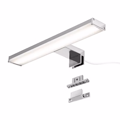 Applique mural LED 8W 30 cm IP44 pour salle de bain miroir et meubleslim en aluminium chromé avec lumière blanche neutre