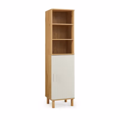 Armoire de salle de bains Ferrersp 160 x 42 x 35 cm effet chêne / couleur sable en.casa