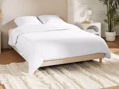 Parure de lit en satin 108 fils/cm² – Housse de couette 240 x 260 cm + 2 taies d&rsquo;oreiller 63 x 63 cm – Blanc – TALORA de PALACIO