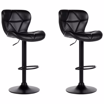 Lot de 2 chaises de bar VALETTA Cuir PU Noir