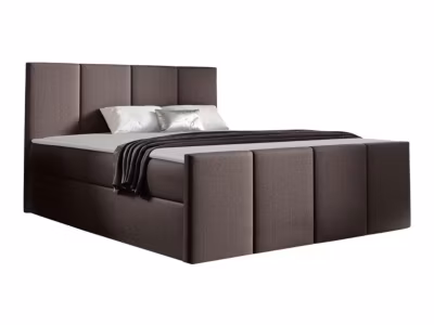 Lit continental Baltimore 154, Unique, Marron, Tissu, Disponible